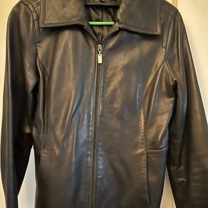 Women’s black leather jacket